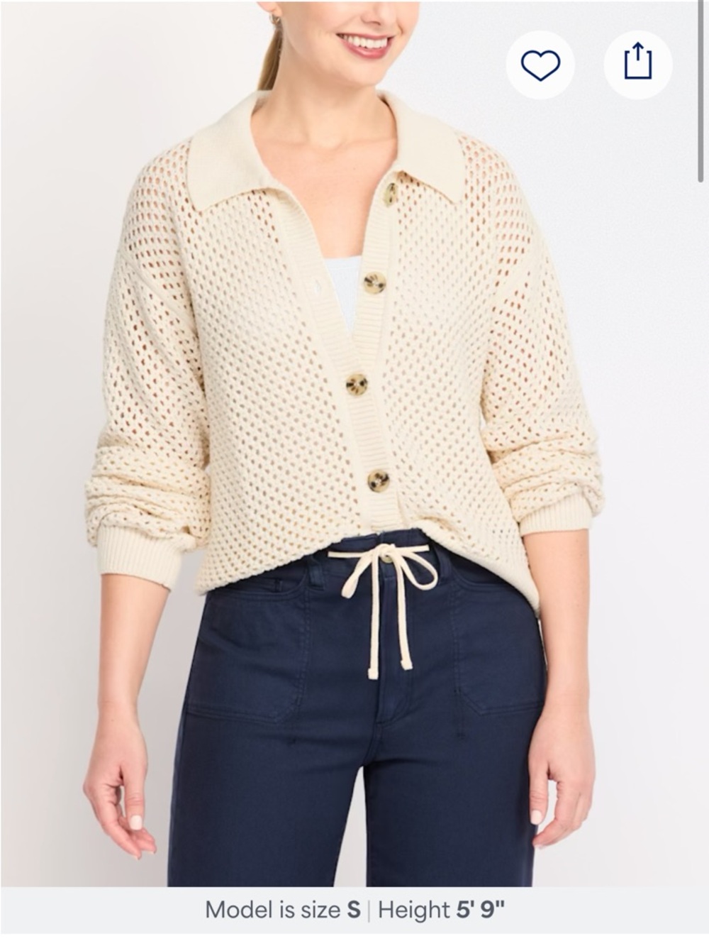 Sanctuary Cream Open-Knit Button Cardigan